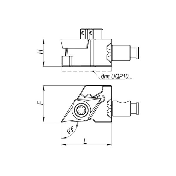 Головка модульной системы UQP16-SDJCR-11-IC правая с подводом СОЖ