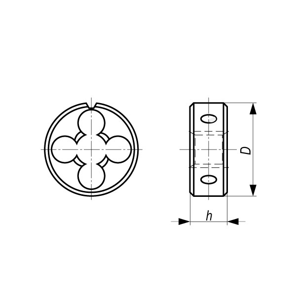 Плашка для резьбы M12x1,75 DIN22568 6g HSSE-VAP