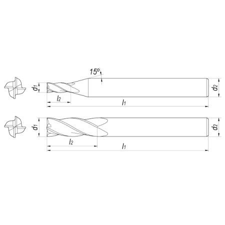 Фреза концевая твердосплавная D4x11x45x4 Z4 AlCrN