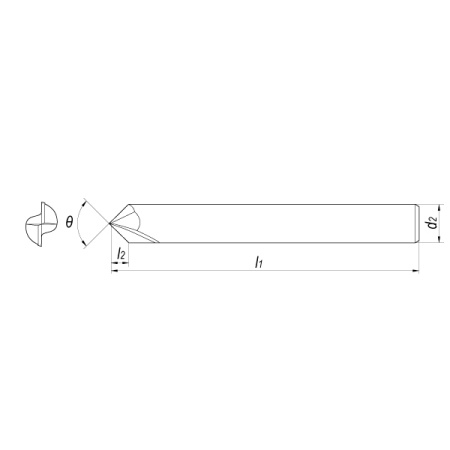 Фреза фасочная твердосплавная D3x1,5x80 Z2 90° TiSiN