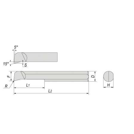 Мини-резец твердосплавный расточной 1x3x40 мм, R 0,05