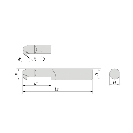 Мини-резец твердосплавный канавочный 6x20x50 мм, R 0,2, W 2