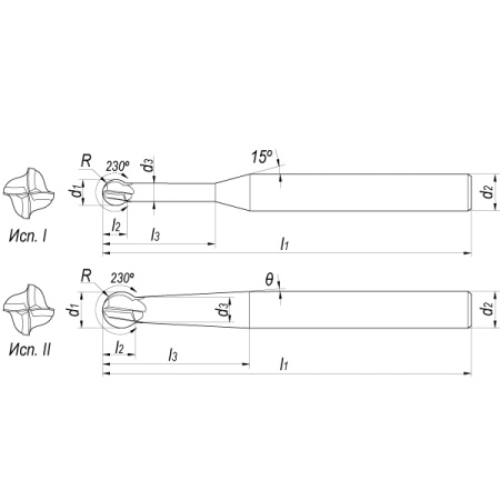 Фреза сферическая D5x3,5x40x90x6 Z4 TiSiN-nano