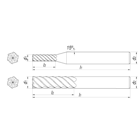 Фреза концевая высокопроизводительная твердосплавная D20x80x160x20 Z6 TiSiN-HP